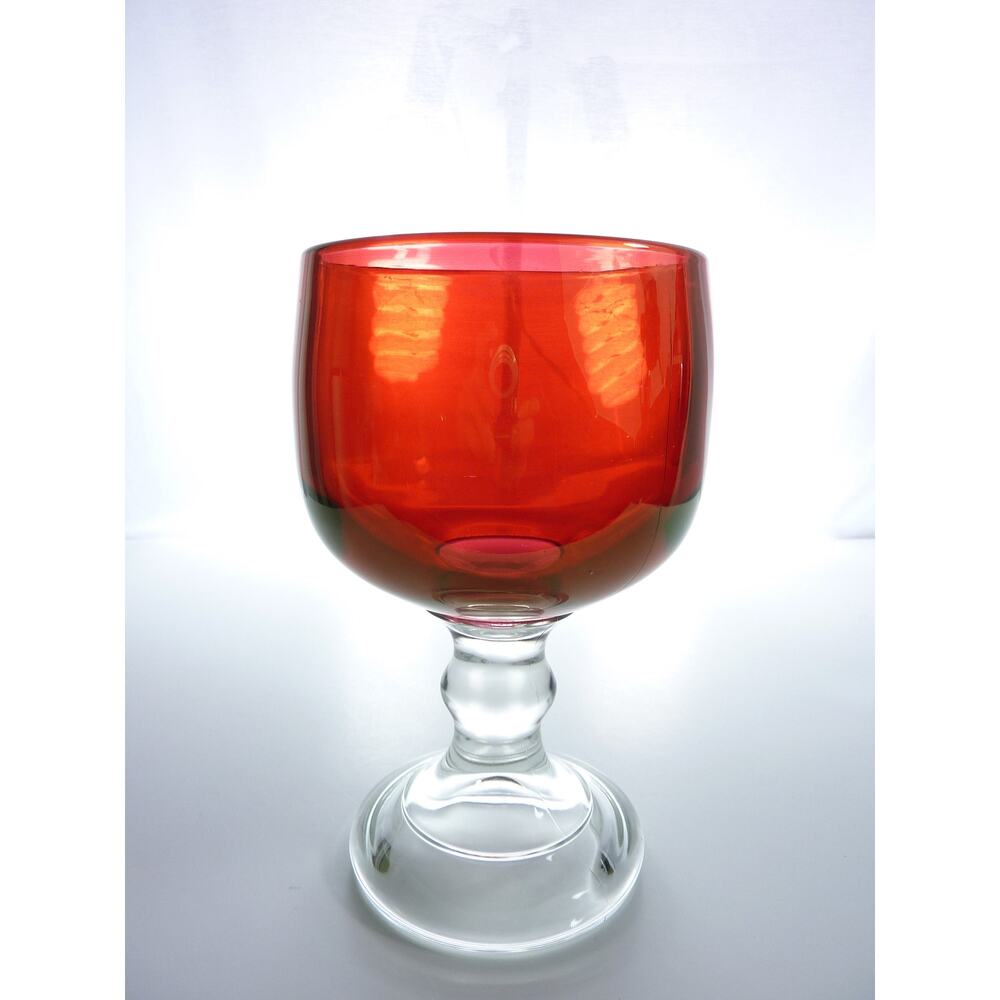 Vintage Glass Cup Ruby Flash Goblet Candy Nut Dish